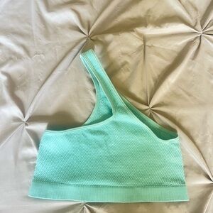 Mint Green One-Shoulder Crop Top